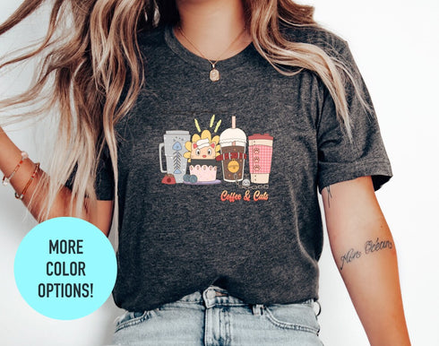 Coffee & Cats T-shirt, Cat Lover Gift, Funny Cat Shirt, Summer Shirt, Cat Shirt For Kids, Funny Cat Shirt, Shirt For Cat Lover